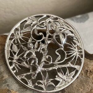 Vintage TARA 925 Silver Floral Vine Filigree Round Broach